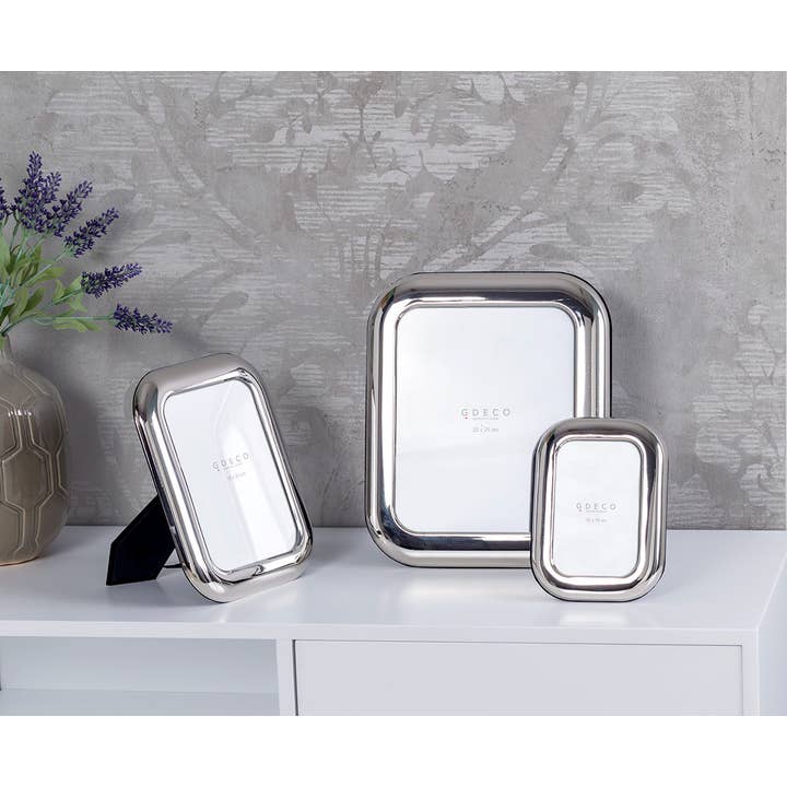 Gdeco - Wholesale Picture Frame - Nickel Silver Rounded Photo Frame (Photo 15 X 20 Cm)1