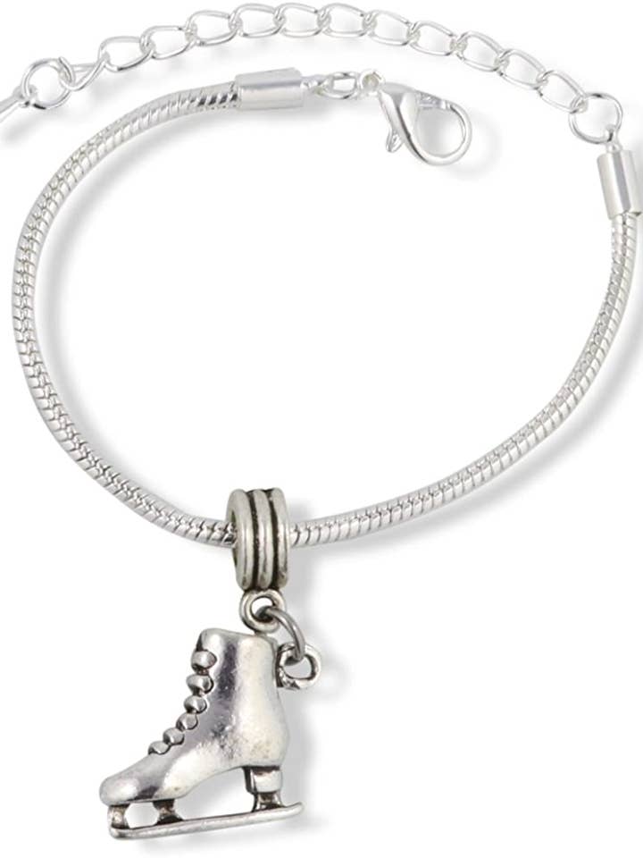 Emerald Park Jewelry Ice Skate (Female with Laces and Blade Support Close to The Front of Blade) Snake Chain Charm Bracelet for wholesale by Dave The Bunny