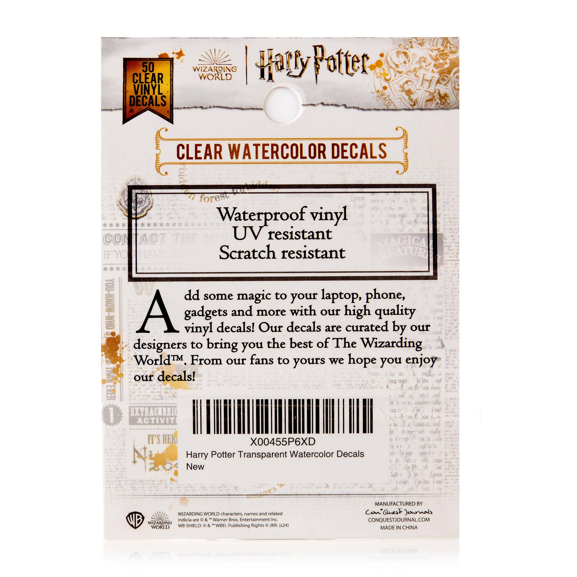 Conquest Journals - Vente Autocollant - Autocollants aquarellés transparents Harry Potter (paquet de 50)3