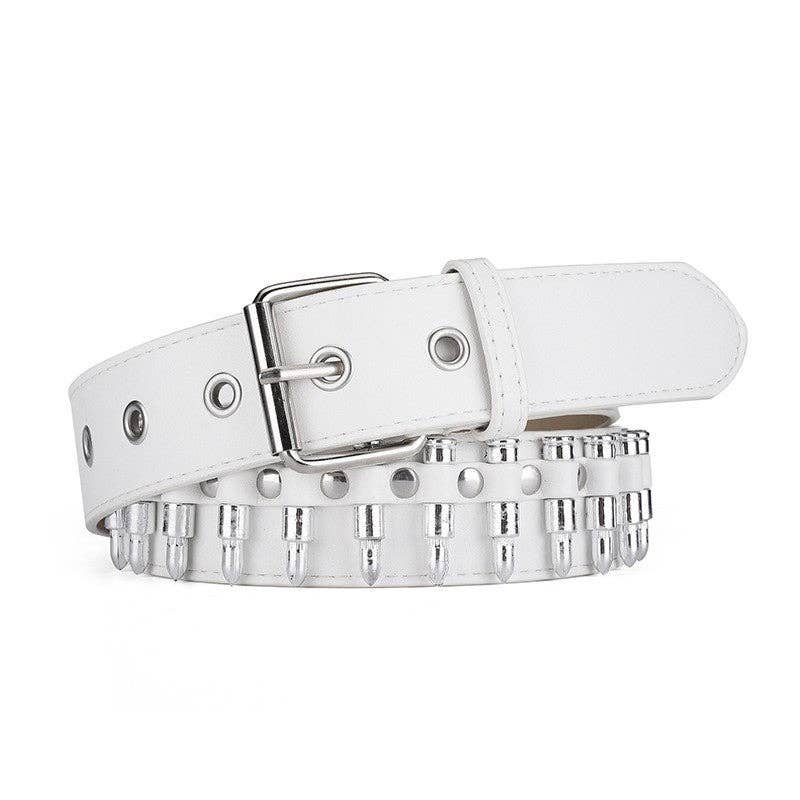 FurDecoration - Wholesale Belt - Women's - Punk Style Wide Leather Belt with Bullet Detail2