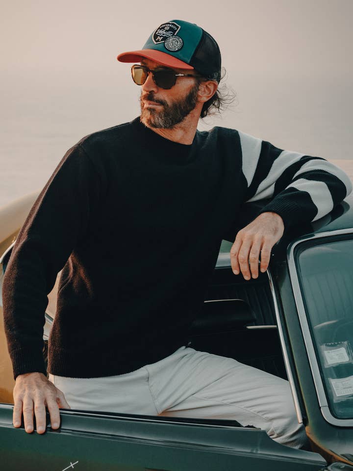 SAL - Merino Wool Sweater - Black with stripes for wholesale by Maria Riding Company