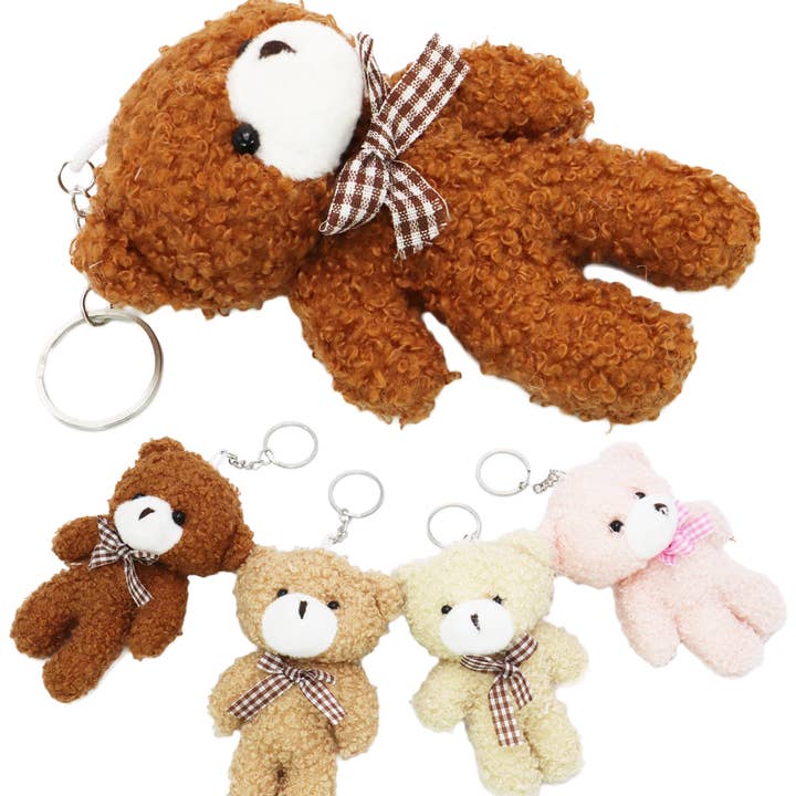 Cap Zone - Wholesale Keychain - Women's - Teddy Bear Fuzzy Terry Fleece Stuffed Key Chain