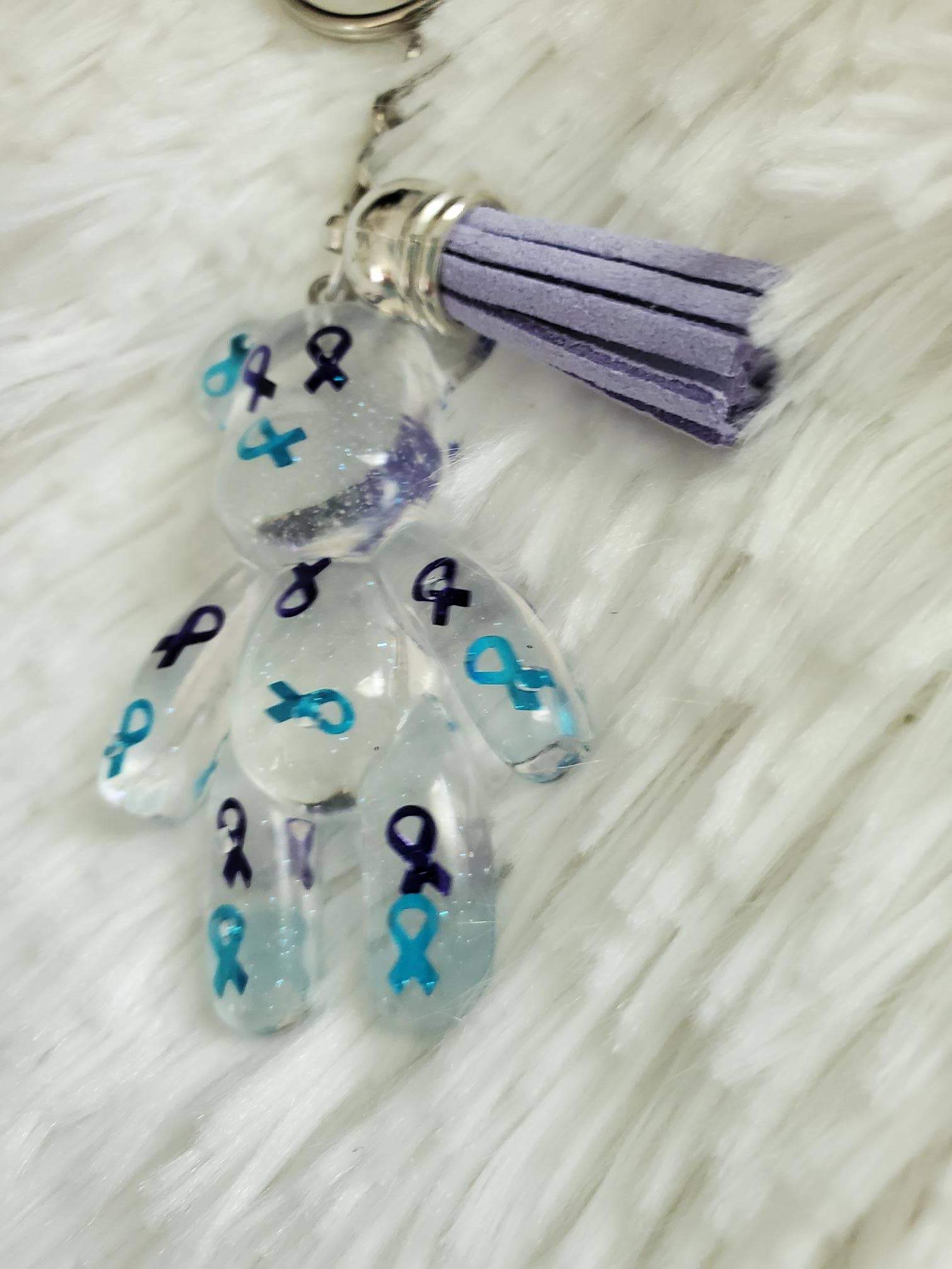 Tots And Tumblers Art - Wholesale Keychain - Women's - Suicide Awareness Ribbon Bear Keychain3