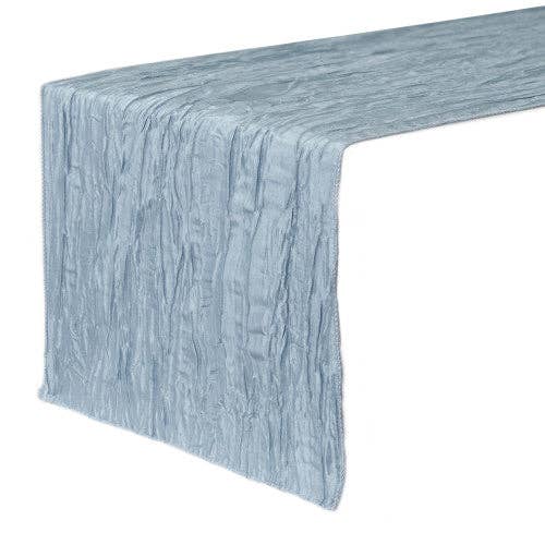 YOUR CHAIR COVERS - Wholesale Table Runner - 14 x 108 Inch Crinkle Taffeta Table Runner Light Blue1