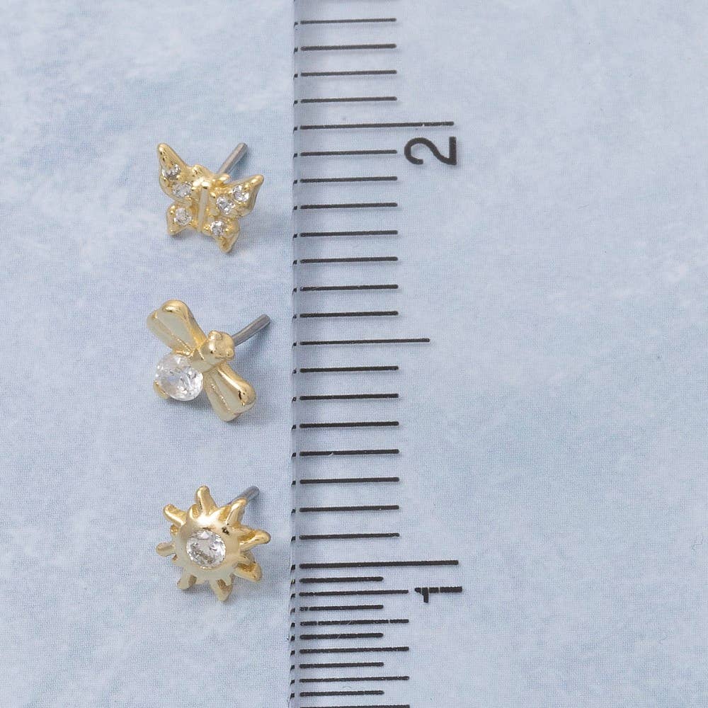 GZ Sterling Silver Flat Back Mini Stud Earrings Set for wholesale on Faire2