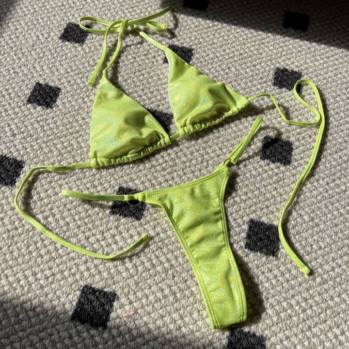 HIDDENBRAND - Wholesale Two Piece Swimsuit - Women's - Sexy Thong Split Shiny Bikini