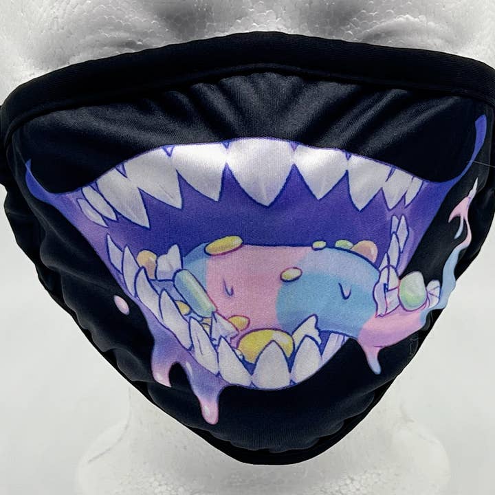 Candy Monster Purple Dust Face Mask With Filter Pocket for wholesale by Triclops Rabbit