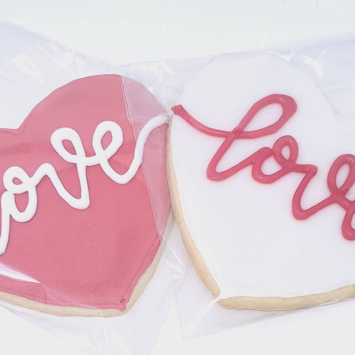 Valentine's Day Love Heart Royal Icing Cookies for wholesale by Wild Angel Treats, LLC