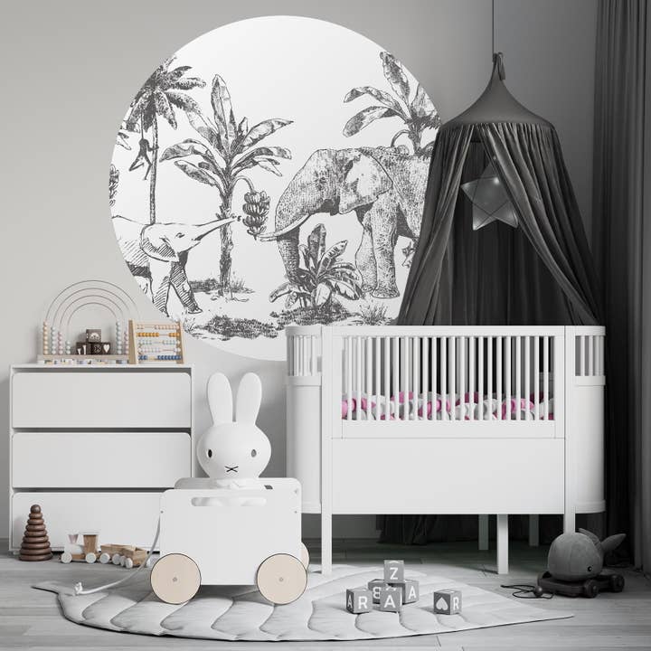 Wallpaper Circle - LITTLE ELEPHANT - Jungle Wallpaper for wholesale by Walloha