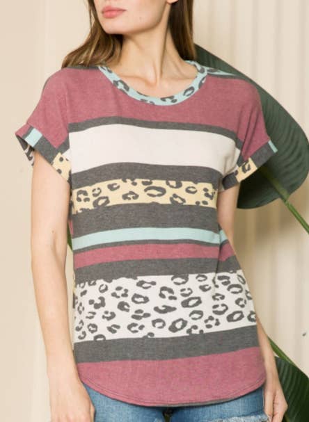aa24 - Wholesale T-Shirt - Women's - Cute Leapard Print Soft Tee