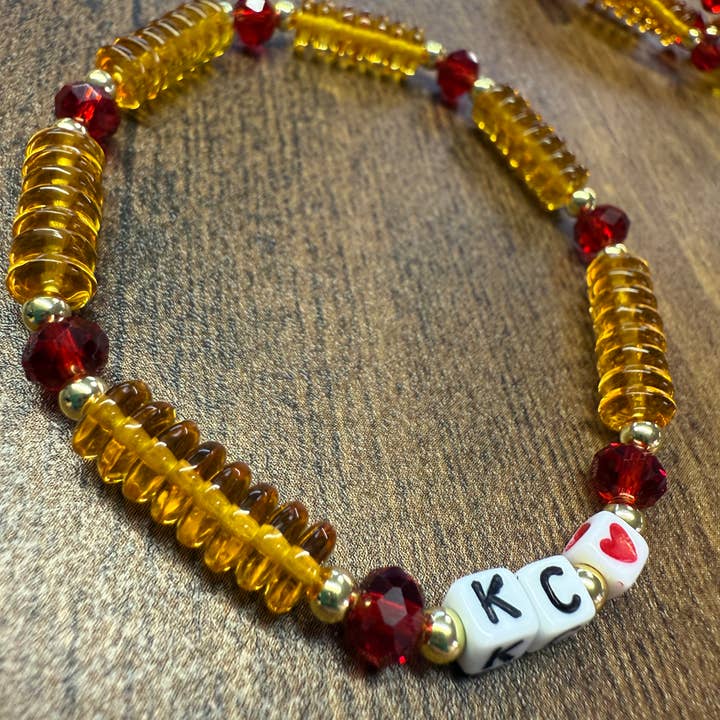 Amped Up KC -Gold Glass Disc Beaded Bracelet for wholesale by Paco Designs