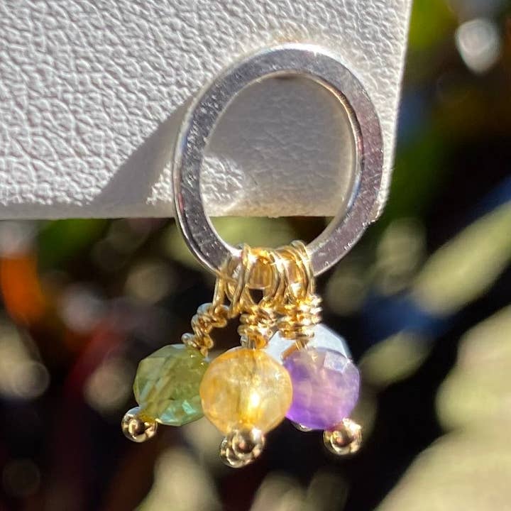 Circle & Gem Drop Post Earring for wholesale by Tonya Butcher Designs