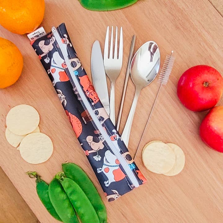 Dogs Cutlery Pouch for wholesale by Little Miss M Designs