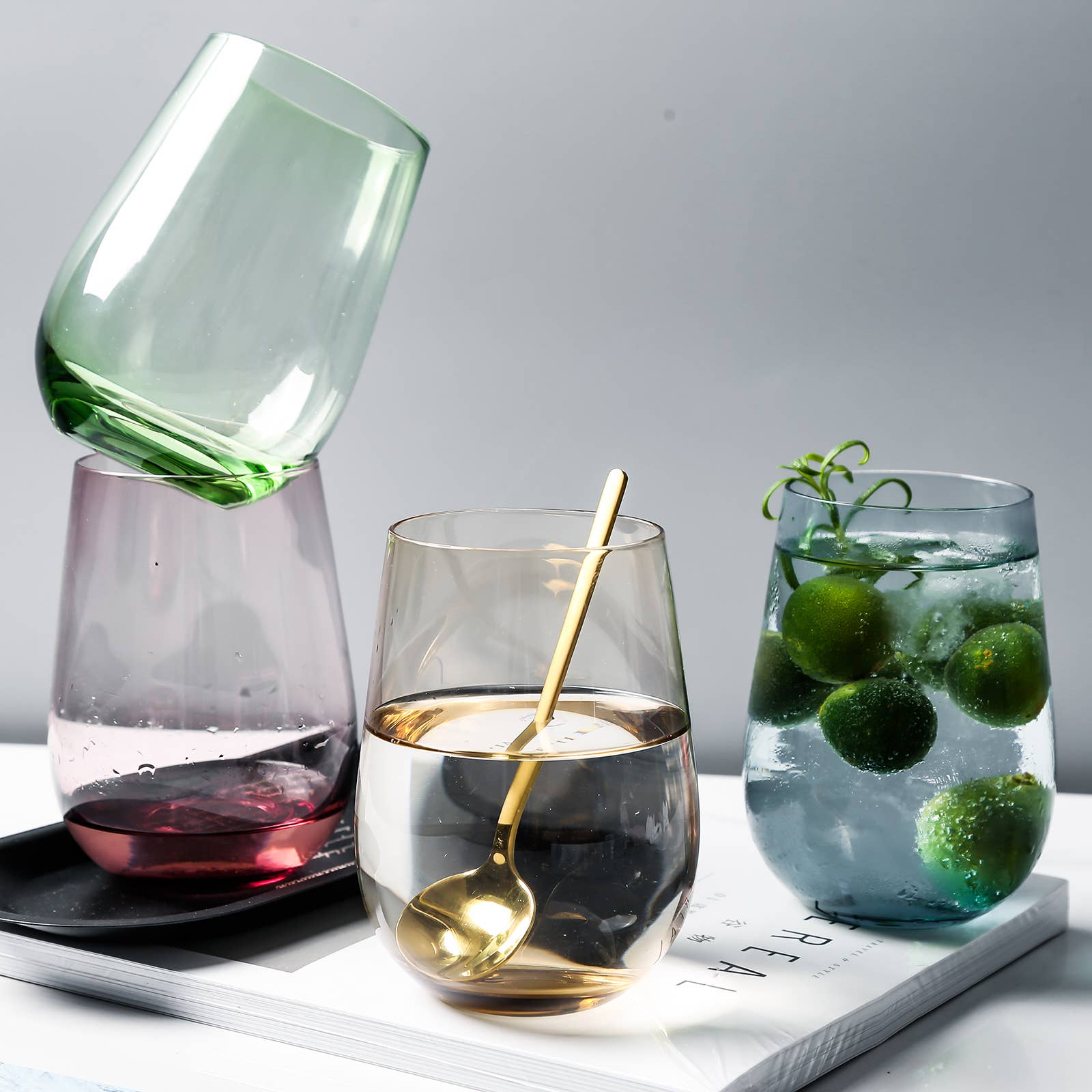 Everest Global - Wholesale Wine Glass - Colorful Stemless Wine Glasses set of 41