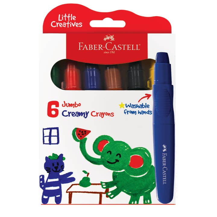 Faber-Castell / Creativity for Kids - Vente Crayon – enfant et bébé - Crayons crémeux Jumbo Little Creatives 6 carats