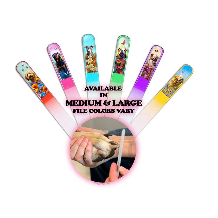 Classy Nail Files - Vendita all'ingrosso Lime per unghie - Lima per unghie in cristallo colorato 3D con cucciolo di cane Chihuahua e fiori.6