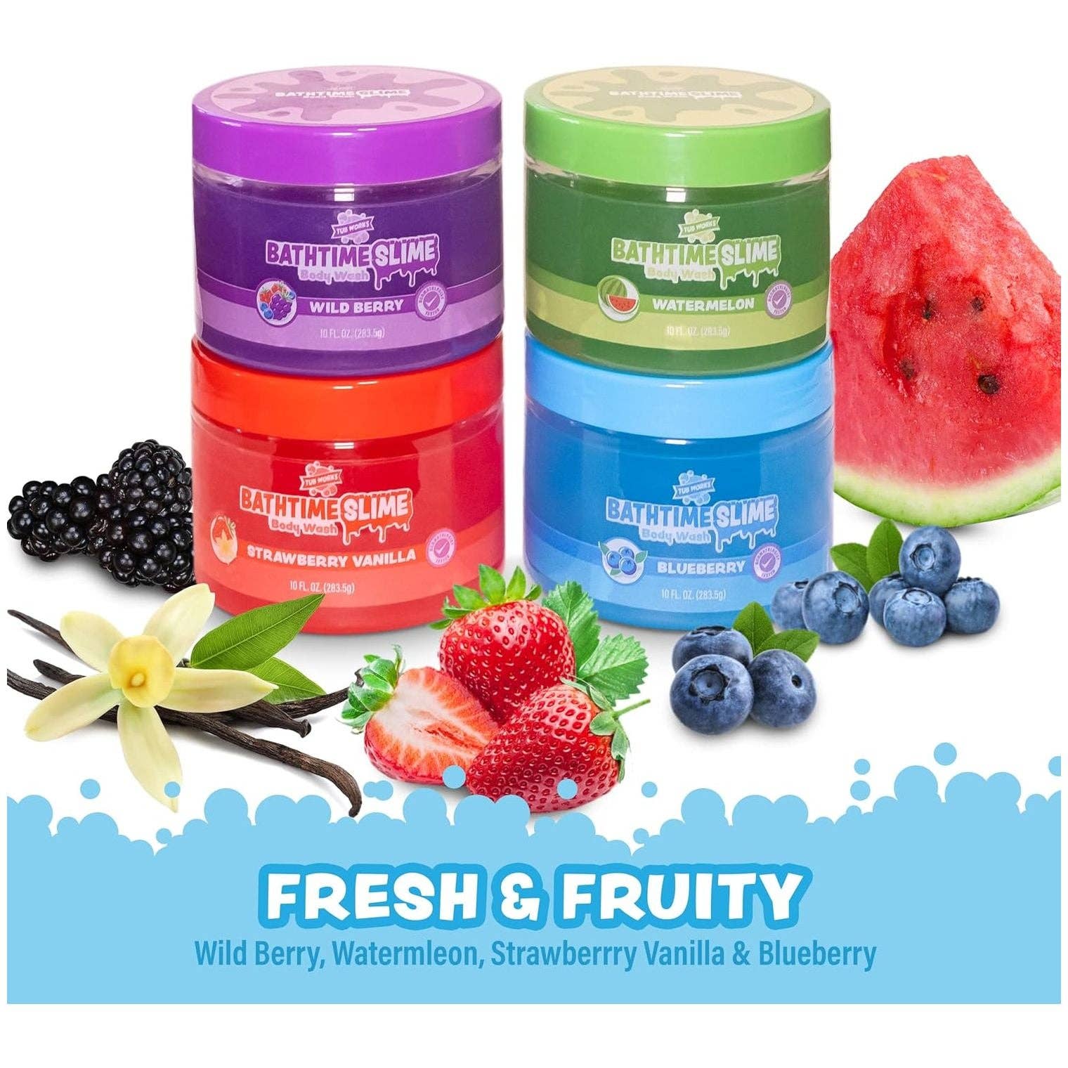 Tub Works LLC - Wholesale Body Wash/Shower Gel - Kids & Baby - Tub Works® Bath Slime Kids Body Wash, Variety 4 Pack, Classic Colors5