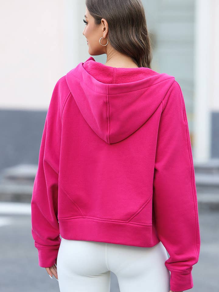 Rose Red Rosie Half Zipper Pocket Pullover Hoodie for wholesale on Faire1