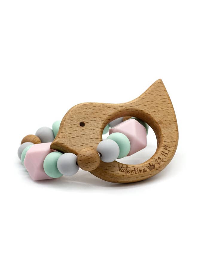 teether grasping toy || Bird Hexi pastel for wholesale by Kristin Weiss Manufaktur