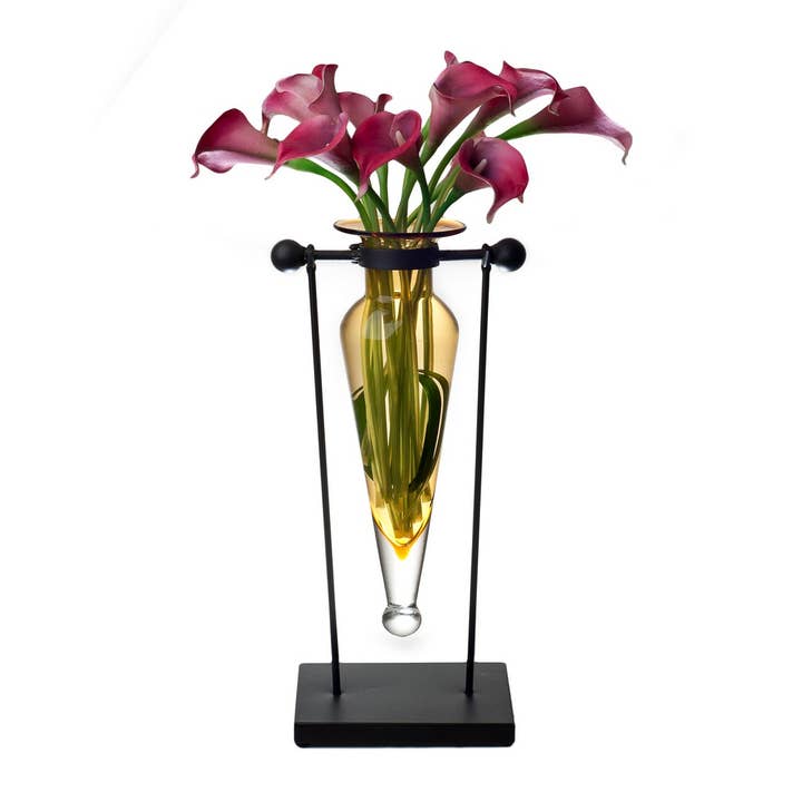 Danya B - Wholesale Vase - Amphora Vase on Swiveling Iron Stand w/Finials & Hinge2