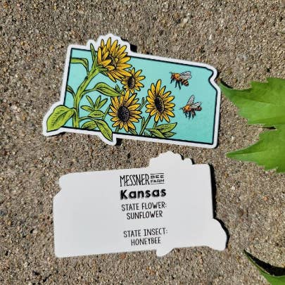 Messner Bee Farm - Wholesale Sticker - Kansas State Flower and State Insect Sticker - Vinyl
