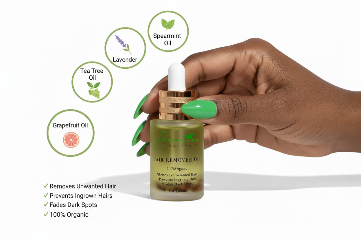 bconsciousnaturals – Großhandel Produkt zur Körperhaarentfernung – Bye Bye Haarentfernungsöl – Organische Kräuterformel für Kinn- und Körperhaare3