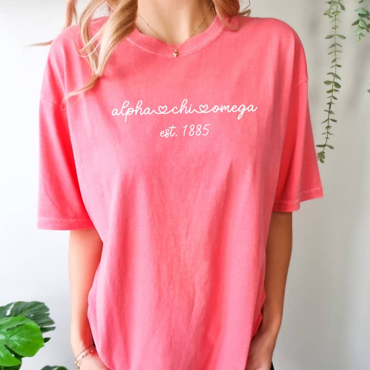 Alpha Chi Omega Sorority T-shirt for wholesale by Golden Sol Collective