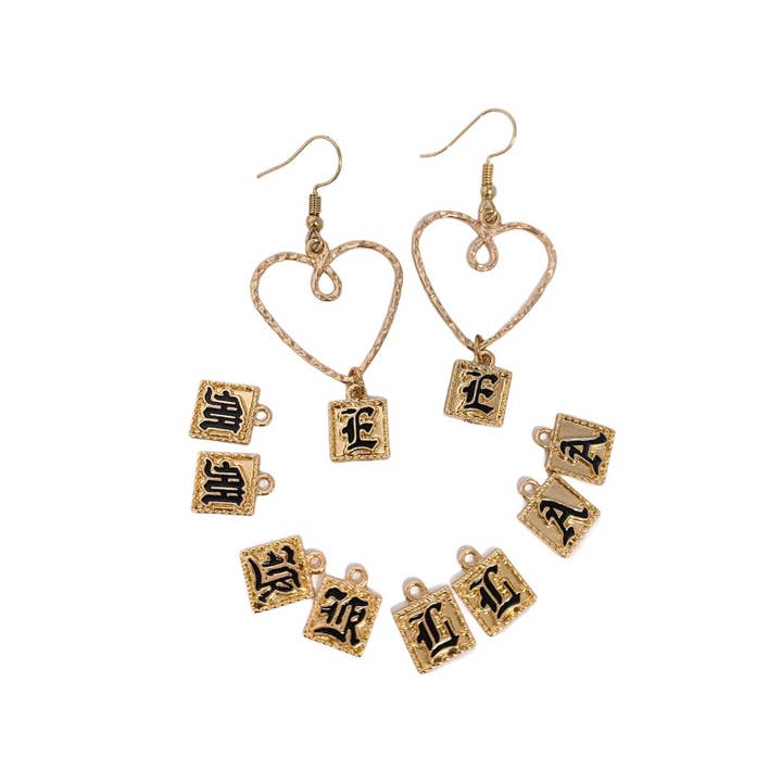 Anela's Jewelry - Wholesale Pendant/charm necklace - Old English Letter Charms Heart Necklace2