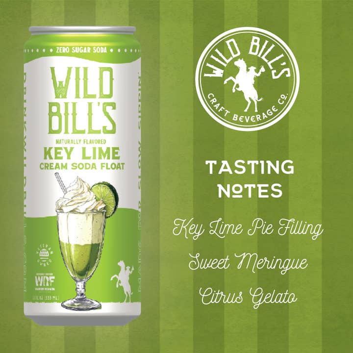 Wild Bill’s Craft Beverage Co. - Wholesale Soda/Carbonated Drink - Key Lime - Zero Sugar Soda, Clean Ingredients, 12-Pack, Cans2