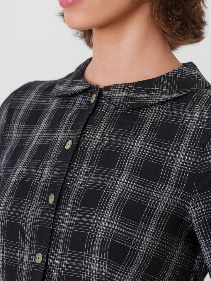 Night Garden Classic – Midi Linen Dress with Peter Pan Collar for wholesale on Faire32