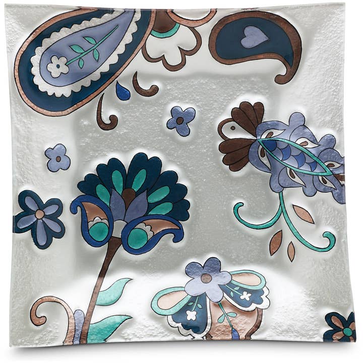 Paisley Floral - Plato cuadrado de vidrio fundido de 10 pulgadas para venta al por mayor de Pavilion