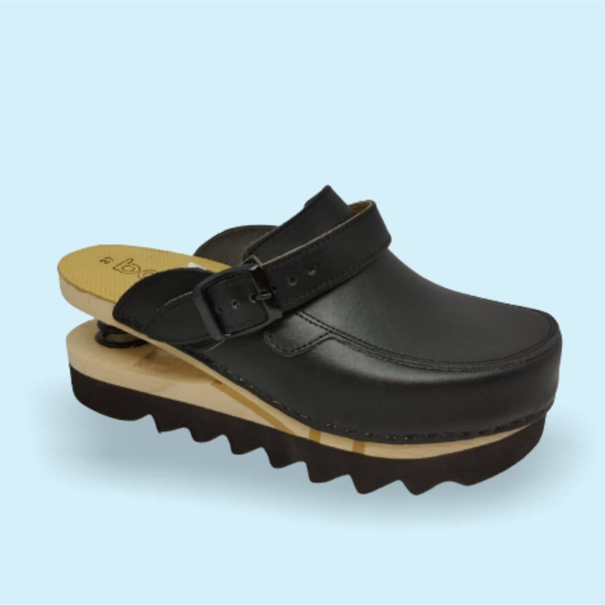 West Rose abbigliamento professionale - Wholesale Clogs - Women's - WOODEN CLOGS WITH SPRING BALDO 23-19 BLACK1