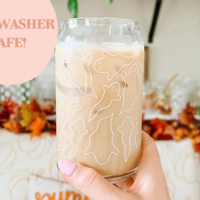 Hart and Flora Shop - Wholesale Drinking Glass/Cup - 16oz Ghost Iced Coffee Beer Can Glass0