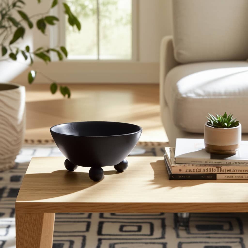 Sagebrook Home - Wholesale Decorative Plate/Dish/Bowl - Mango Wood Rounded Feet Decorative Bowl - Black, 12 in.11