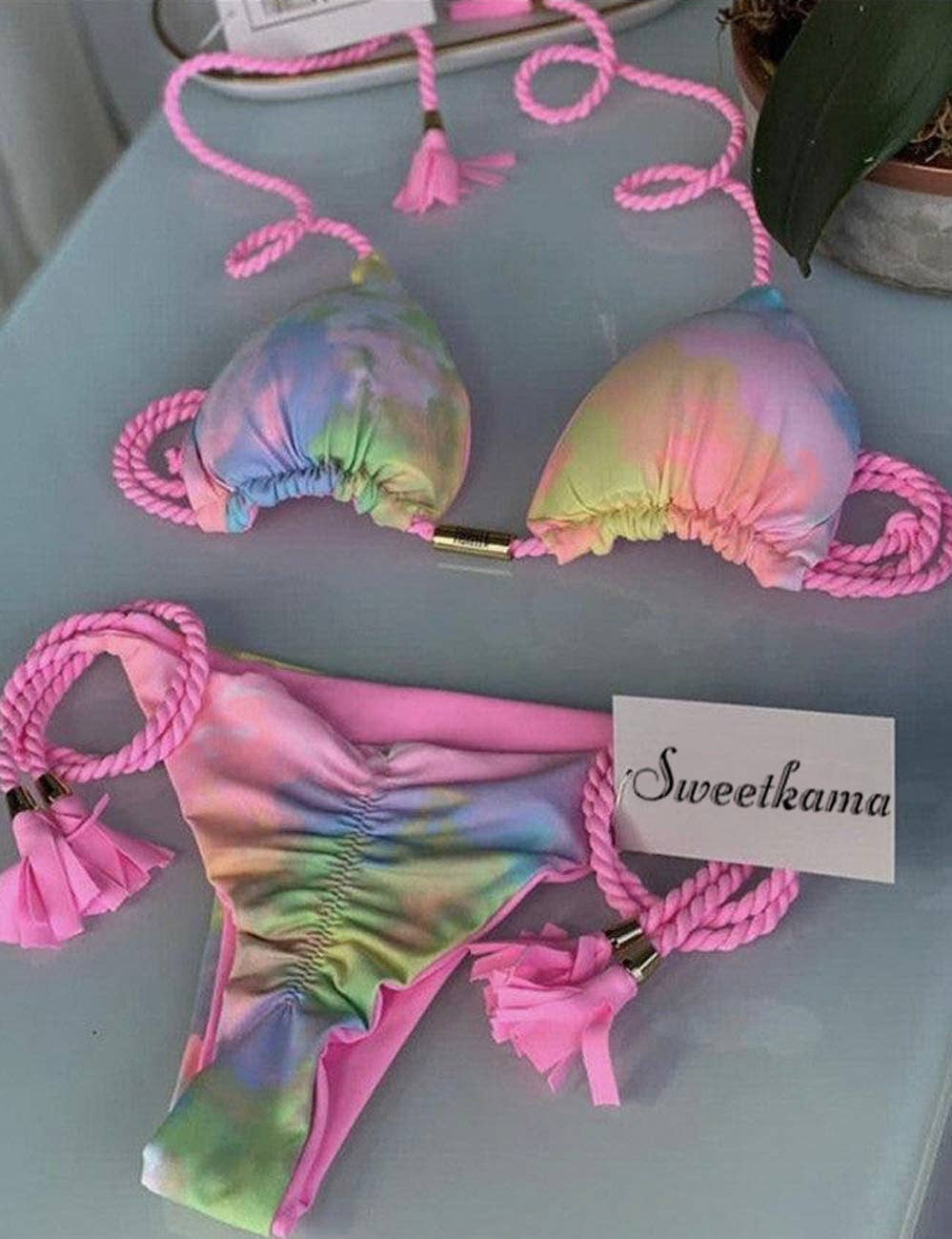 Sweetkama - Wholesale Two Piece Swimsuit - Women's - Ladies String Tie Halter Strap Sexy Bikini Set GY024