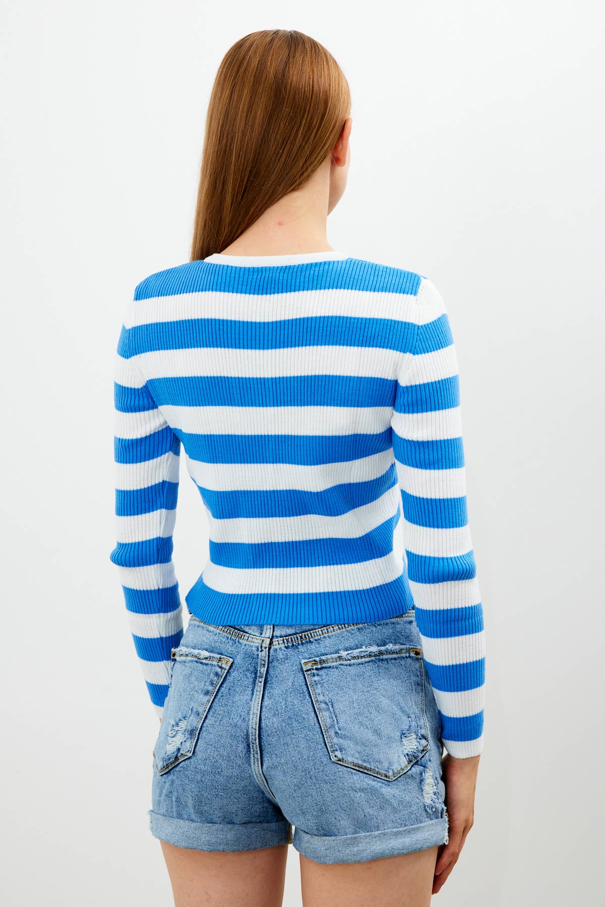 VAV NEW YORK - Wholesale Knit Top - Women's - Women's Striped Knit Top Button Down Knit Blouse Slim Fit3