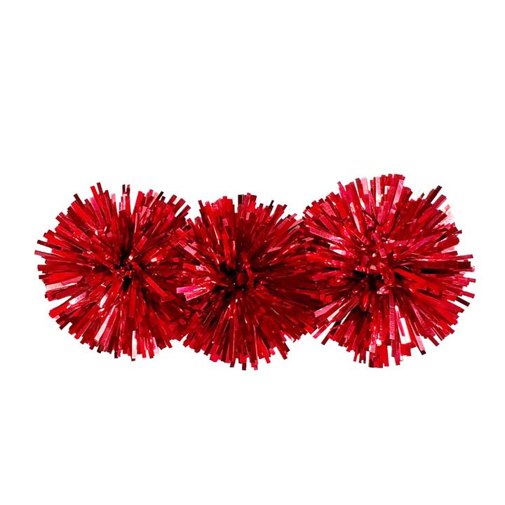Sandy + Rizzo - Wholesale Hair Clip - Women's - Red Tinsel Party Pom Hair Clip
