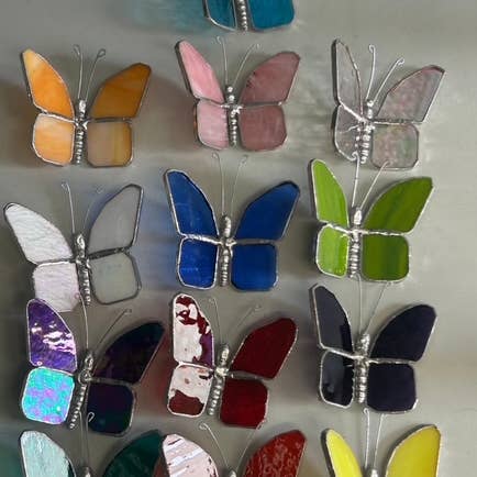 Stained glass stars and Talavera - Wholesale Suncatcher - Stained Glass Butterflies, Any color, with hoop or magnet4