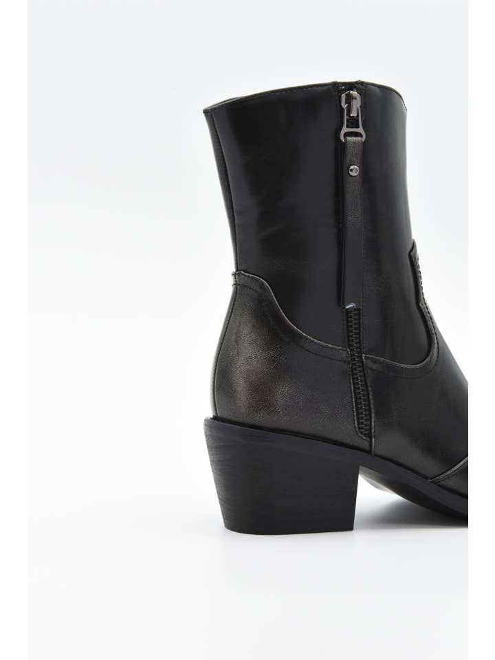 Azarey - Wholesale Cowboy Boots - Women's - Cowboy ankle boot side zipper and embroidered toe 462K1745