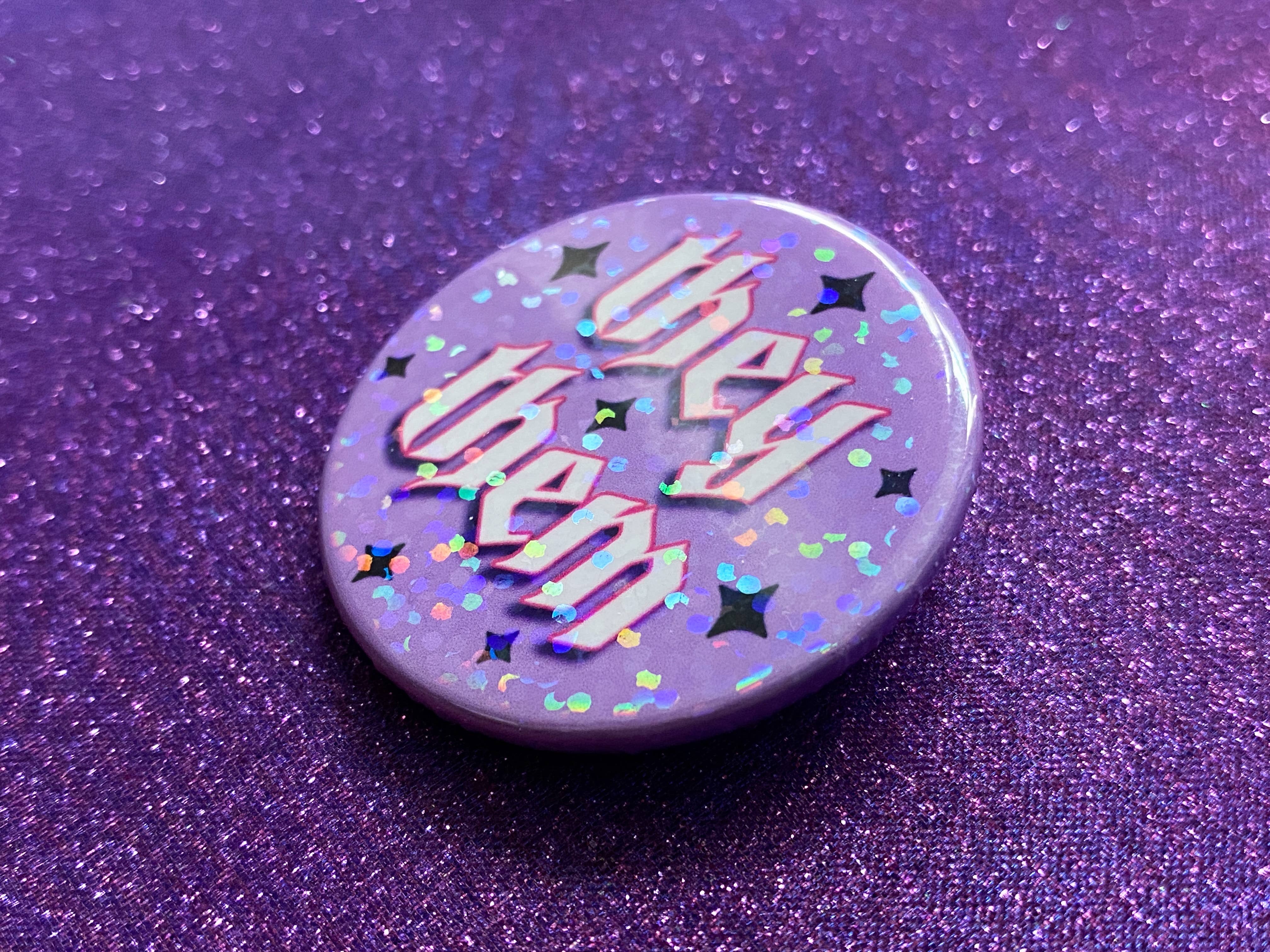 Magical Meow - Wholesale Lapel Pin/Button - They/Them Pronoun Holographic Pin Badge2