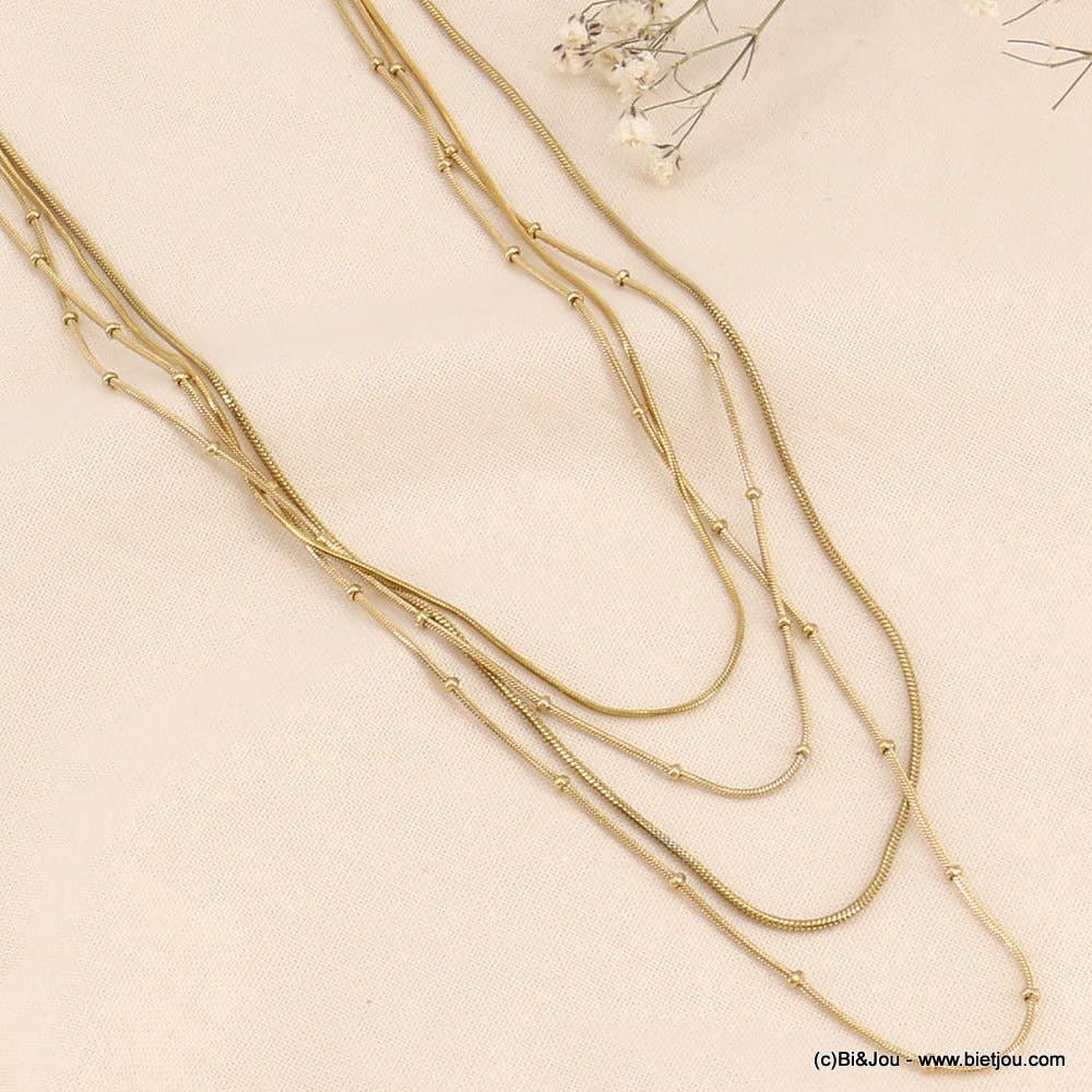 Collier multi-rangs chaîne à billes acier inoxydable 0123110 en