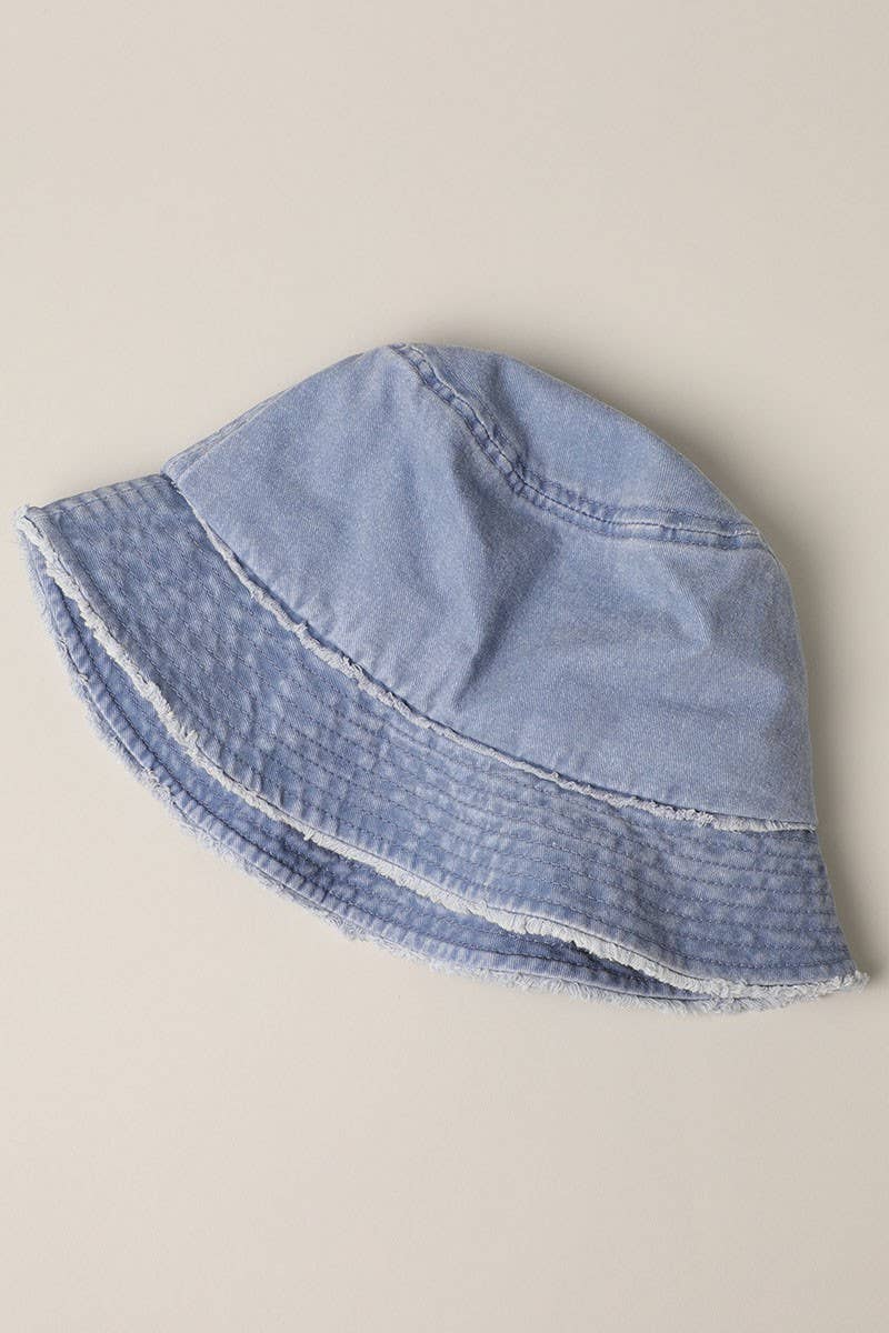 Fashion City – wholesale Bucket Hat - Dam – Sliten duk bomull denim hink hatt5