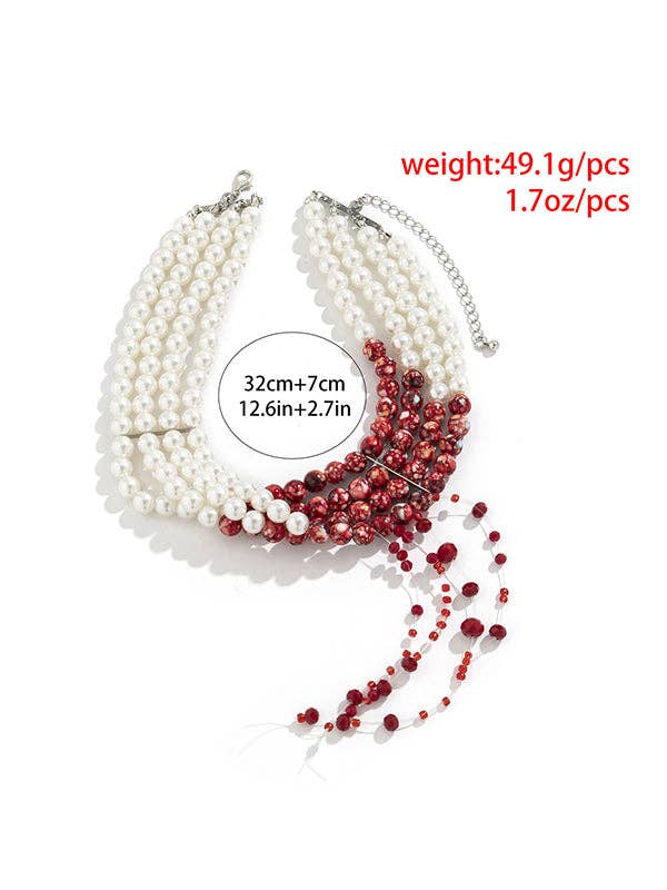 WHITE Original Stylish Beads Tasseled Halloween Necklaces Accessories for wholesale on Faire5