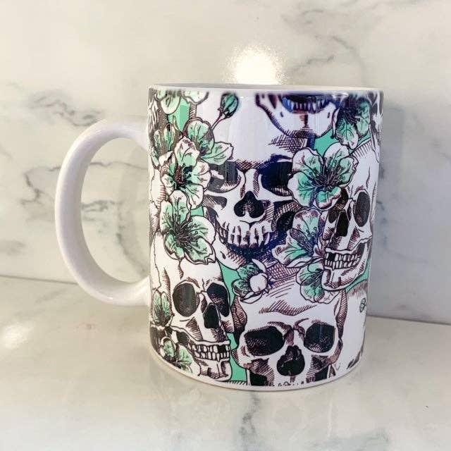 Skull & Flowers Mug for wholesale by F&RDesign