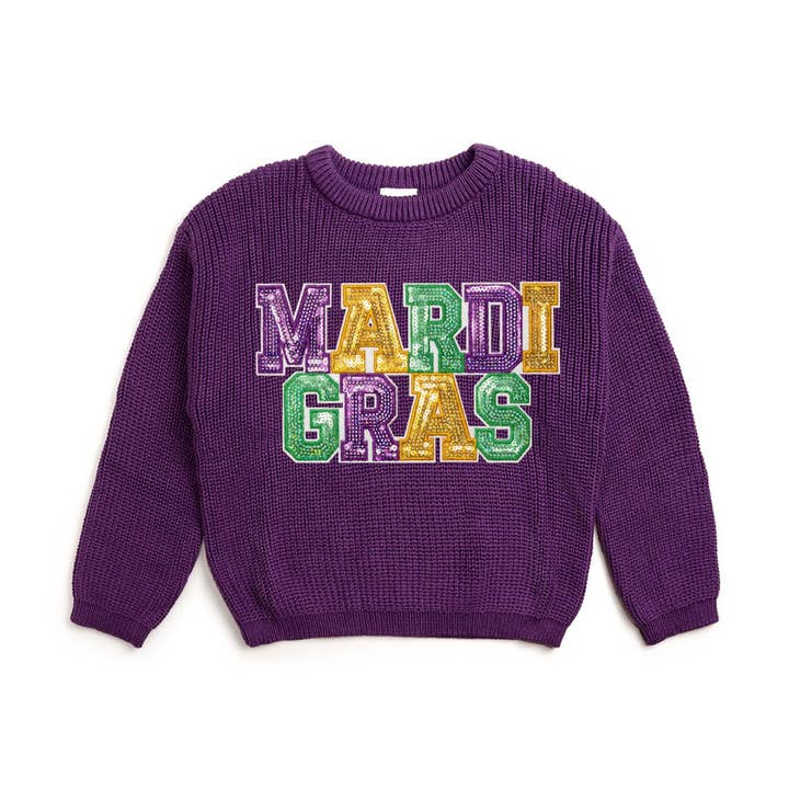 Mardi Gras Knit Sweater - Kids Clothing for wholesale by Sweet Wink