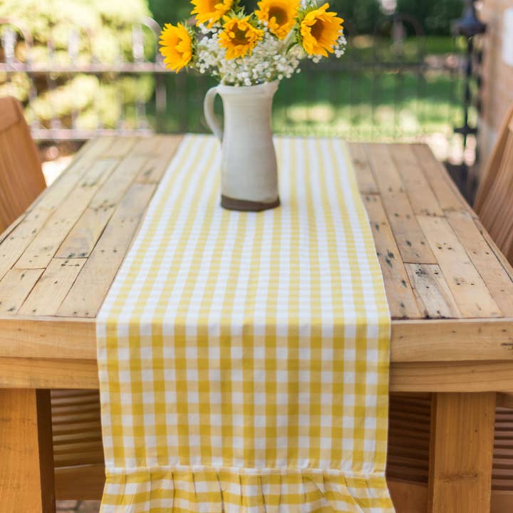 Galley and Fen - Wholesale Table Runner - Yellow Gingham Table Runner