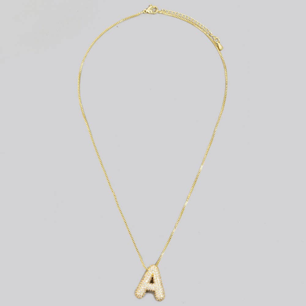 The Looks by Fame Accessories - Venta al por mayor Collares con colgantes/abalorios - Collar con colgante inicial de burbuja pavé2