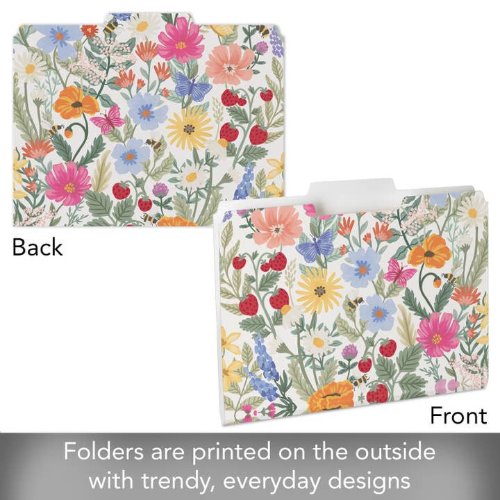 Conimar Promotions - Wholesale Folders - "Meadow Floral White" Single Decorative File Folders