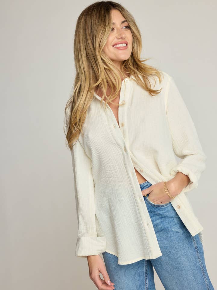 Sunday Ritual - Wholesale Shirt - Women's - Lucia Button Down Shirt - Ivory1