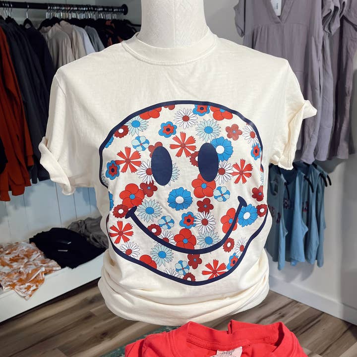 Patriotic Happy Tee for wholesale by Jordanna Adams